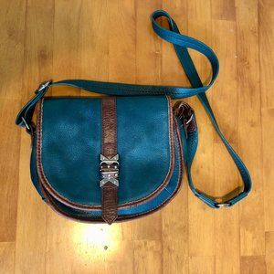 Teal leather handbag